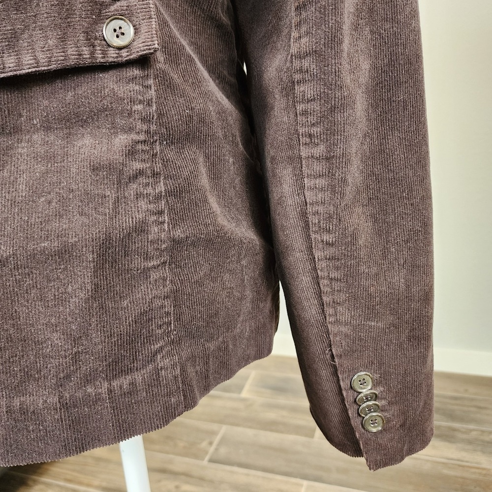Lands' End Corduroy Button Jacket Blazer Womens 14 Tan Brown Fine Wale Pockets - Picture 6 of 12